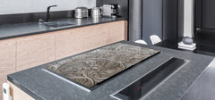 HUGE TEMPERED GLASS COOKTOP COVER – Glass Cutting Board and Worktop Saver – SINGLE: 80 x 52 cm (31,5” x 20,47”); DOUBLE: 40 x 52 cm (15,75” x 20,47”); DD40 Decorative Surfaces Series: Luxury handcraft