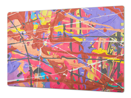 Impact & Scratch Resistant Glass Cutting Board and worktop saver; Texture Series DD20 Colorful spots 2