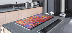 Impact & Scratch Resistant Glass Cutting Board and worktop saver; Texture Series DD20 Colorful spots 2