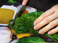 UNIQUE Tempered GLASS Kitchen Board Fruit and Vegetables series DD02 Ingredients of the sauce