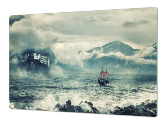GIGANTIC CUTTING BOARD and Cooktop Cover- Image Series DD05A Sea storm