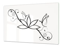 ENORMOUS Tempered GLASS Chopping Board - Flower series DD06A Fiore di loto