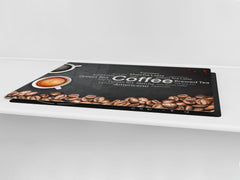 Worktop saver and Pastry Board – Glass Kitchen Board- Coffee series DD07 Coffee inscription 1