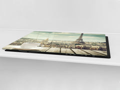Tempered GLASS Chopping Board – Enormous Induction Cooktop Cover - City Series DD12 Coffee in paris
