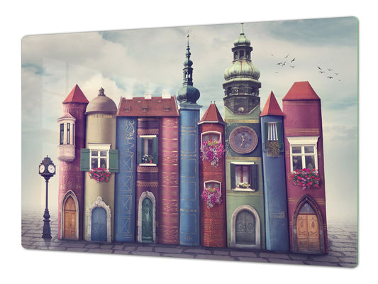 Induction Cooktop Cover – Glass Worktop saver: Fantasy and fairy-tale series DD18 Houses from books