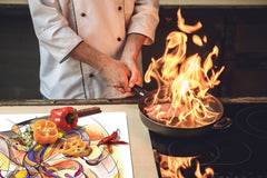 Worktop saver and Pastry Board – Cooktop saver; Series: Outside Series DD19 Painted pattern