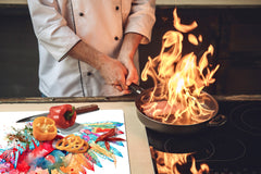 Gigantic Worktop saver and Pastry Board - Tempered GLASS Cutting Board Animals series DD01 Colorful parrot