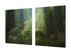 Induction Cooktop Cover – Glass Worktop saver: Fantasy and fairy-tale series DD18 Forest aura