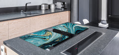 HUGE TEMPERED GLASS COOKTOP COVER – Glass Cutting Board and Worktop Saver DD33 Colourful abstractions Series: New ocean briefing