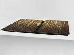 Gigantic Worktop saver and Pastry Board - Tempered GLASS Cutting Board - MEASURES: SINGLE: 80 x 52 cm; DOUBLE: 40 x 52 cm; DD38 Golden Waves Series: Gold glitter