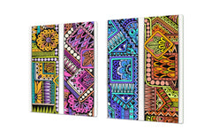 HUGE TEMPERED GLASS CHOPPING BOARD ; Moroccan design Series DD21 Ethnic drawing