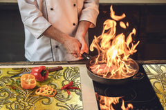 HUGE TEMPERED GLASS COOKTOP COVER – Glass Cutting Board and Worktop Saver – SINGLE: 80 x 52 cm (31,5” x 20,47”); DOUBLE: 40 x 52 cm (15,75” x 20,47”); DD40 Decorative Surfaces Series: Metal flowers