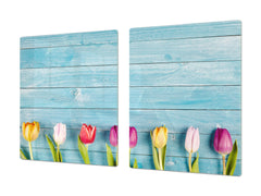 ENORMOUS Tempered GLASS Chopping Board - Flower series DD06A Colorful tulips 1