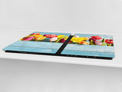 ENORMOUS Tempered GLASS Chopping Board - Flower series DD06A Colorful tulips 2