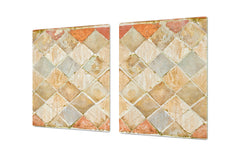 HUGE Cutting Board – Worktop saver and Pastry Board – Glass Kitchen Board DD37 Vintage leaves and patterns Series: Medieval Italian wall pattern