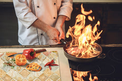 HUGE Cutting Board – Worktop saver and Pastry Board – Glass Kitchen Board DD37 Vintage leaves and patterns Series: Medieval Italian wall pattern