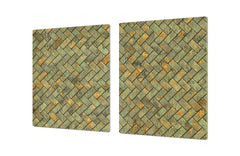 GIGANTIC CUTTING BOARD and Cooktop Cover - Glass Kitchen Board DD35 Textures and tiles 1 Series: Tiny golden tiles