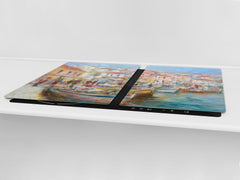 GIGANTIC CUTTING BOARD and Cooktop Cover- Image Series DD05A Italian boats