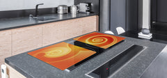 UNIQUE Tempered GLASS Kitchen Board – Abstract Series DD14 Orange theme