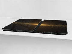 Gigantic Worktop saver and Pastry Board - Tempered GLASS Cutting Board - MEASURES: SINGLE: 80 x 52 cm; DOUBLE: 40 x 52 cm; DD38 Golden Waves Series: Sparkling golden dust