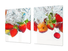 UNIQUE Tempered GLASS Kitchen Board Fruit and Vegetables series DD02 Strawberries