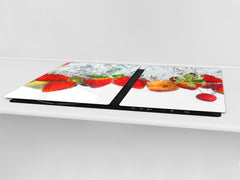 UNIQUE Tempered GLASS Kitchen Board Fruit and Vegetables series DD02 Strawberries