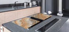 Gigantic Worktop saver and Pastry Board - Tempered GLASS Cutting Board DD21 Marbles 1 Series: Swirls of orange marble