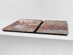 BIG KITCHEN BOARD & Induction Cooktop Cover – Glass Pastry Board DD34 Rusted textures Series: Rusted metal
