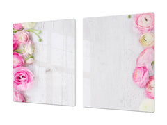 ENORMOUS Tempered GLASS Chopping Board - Flower series DD06A Peony flower