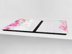 ENORMOUS Tempered GLASS Chopping Board - Flower series DD06A Peony flower