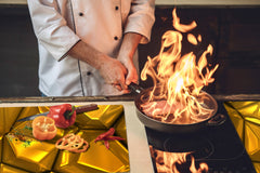 Gigantic Worktop saver and Pastry Board - Tempered GLASS Cutting Board - MEASURES: SINGLE: 80 x 52 cm; DOUBLE: 40 x 52 cm; DD38 Golden Waves Series: Gold bars