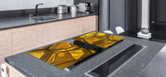Gigantic Worktop saver and Pastry Board - Tempered GLASS Cutting Board - MEASURES: SINGLE: 80 x 52 cm; DOUBLE: 40 x 52 cm; DD38 Golden Waves Series: Gold bars