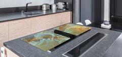 Gigantic Worktop saver and Pastry Board - Tempered GLASS Cutting Board DD21 Marbles 1 Series: Amber onyx
