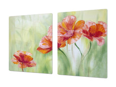 ENORMOUS Tempered GLASS Chopping Board - Flower series DD06A Poppies 2