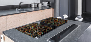 HUGE TEMPERED GLASS COOKTOP COVER - Egyptian Series DD15 Ethnic handmade deco