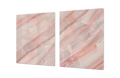 UNIQUE Tempered GLASS Kitchen Board – Impact & Scratch Resistant Cooktop cover DD32 Marbles 2 Series: Carrara pink marble