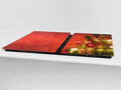 HUGE TEMPERED GLASS COOKTOP COVER - DD30 Christmas Series: Christmas tree in red