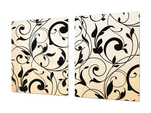 Induction Cooktop Cover – Glass Cutting Board- Flower series DD06B Floral pattern