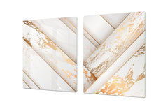 HUGE TEMPERED GLASS COOKTOP COVER – Glass Cutting Board and Worktop Saver – SINGLE: 80 x 52 cm (31,5” x 20,47”); DOUBLE: 40 x 52 cm (15,75” x 20,47”); DD40 Decorative Surfaces Series: Luxury white panels