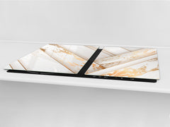 HUGE TEMPERED GLASS COOKTOP COVER – Glass Cutting Board and Worktop Saver – SINGLE: 80 x 52 cm (31,5” x 20,47”); DOUBLE: 40 x 52 cm (15,75” x 20,47”); DD40 Decorative Surfaces Series: Luxury white panels