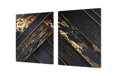 HUGE TEMPERED GLASS COOKTOP COVER – Glass Cutting Board and Worktop Saver – SINGLE: 80 x 52 cm (31,5” x 20,47”); DOUBLE: 40 x 52 cm (15,75” x 20,47”); DD40 Decorative Surfaces Series: Luxury black panels