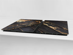 HUGE TEMPERED GLASS COOKTOP COVER – Glass Cutting Board and Worktop Saver – SINGLE: 80 x 52 cm (31,5” x 20,47”); DOUBLE: 40 x 52 cm (15,75” x 20,47”); DD40 Decorative Surfaces Series: Luxury black panels