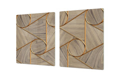 HUGE TEMPERED GLASS COOKTOP COVER – Glass Cutting Board and Worktop Saver – SINGLE: 80 x 52 cm (31,5” x 20,47”); DOUBLE: 40 x 52 cm (15,75” x 20,47”); DD40 Decorative Surfaces Series: Circles and triangles
