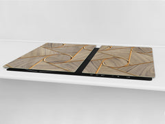 HUGE TEMPERED GLASS COOKTOP COVER – Glass Cutting Board and Worktop Saver – SINGLE: 80 x 52 cm (31,5” x 20,47”); DOUBLE: 40 x 52 cm (15,75” x 20,47”); DD40 Decorative Surfaces Series: Circles and triangles