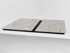 HUGE TEMPERED GLASS COOKTOP COVER – Glass Cutting Board and Worktop Saver – SINGLE: 80 x 52 cm (31,5” x 20,47”); DOUBLE: 40 x 52 cm (15,75” x 20,47”); DD40 Decorative Surfaces Series: White hexagons