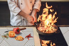 HUGE TEMPERED GLASS COOKTOP COVER – Glass Cutting Board and Worktop Saver – SINGLE: 80 x 52 cm (31,5” x 20,47”); DOUBLE: 40 x 52 cm (15,75” x 20,47”); DD40 Decorative Surfaces Series: White hexagons