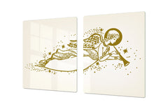 HUGE TEMPERED GLASS COOKTOP COVER - DD30 Christmas Series: Golden angel