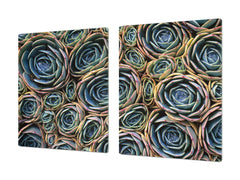 ENORMOUS Tempered GLASS Chopping Board - Flower series DD06A Cactus flowers