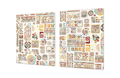 HUGE TEMPERED GLASS COOKTOP COVER - Egyptian Series DD15 Ethnic ornament