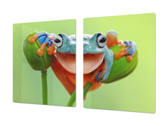 Gigantic Worktop saver and Pastry Board - Tempered GLASS Cutting Board Animals series DD01 A smiling frog 1